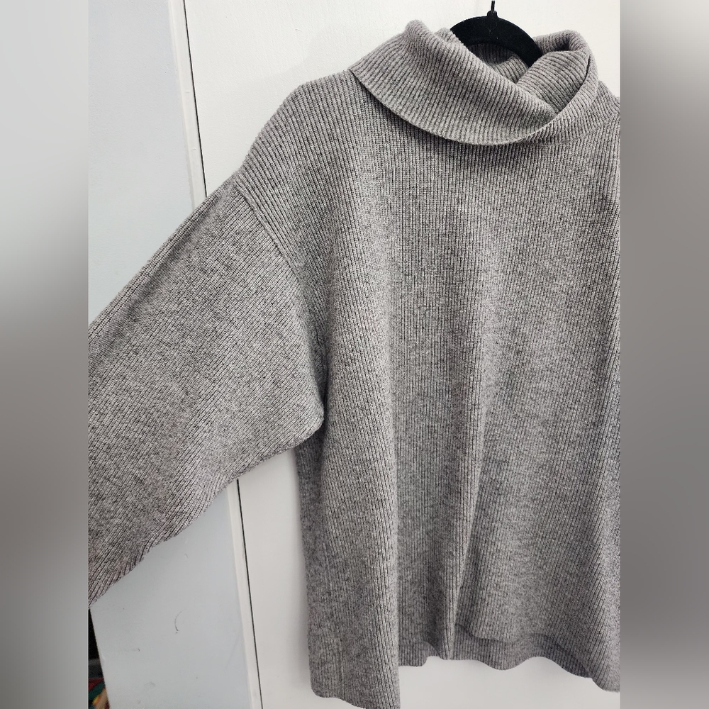 Free People Gray Cowl Neck Sweater Oversized Knit - Picture 3 of 14